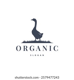 farm design with black silhouette concept duck animal logo livestock symbol simple illustration template