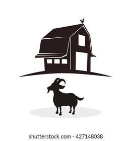Farm design. stable icon. flat illustration