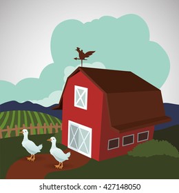 Farm design. stable icon. flat illustration