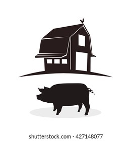 Farm design. stable icon. flat illustration