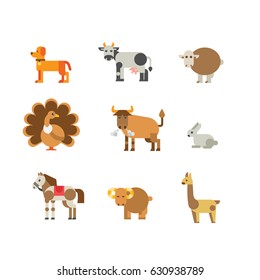 farm and domestic animals icon set, eps 8, no transparencies