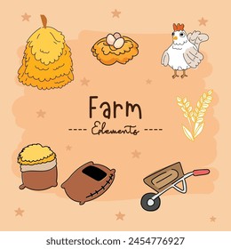 Farm doodle icons set. Vector illustration for your design.