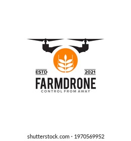 Farm drone logo design vector template