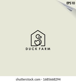 Diseño Del Logotipo De La Granja De Pato. Plantilla de logotipo de disco. Diseño moderno. Logo plano. Ilustración vectorial