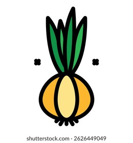 Farm eco onion icon. Outline farm eco onion vector icon color flat isolated