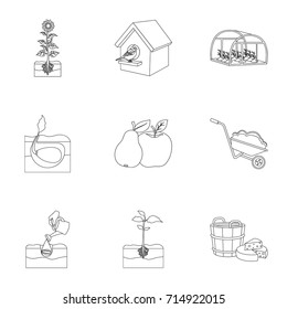 Farm, ecology, vitamins and other web icon in outline style . Fertilizer, garden, farm, icons in set collection.