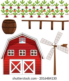 Farm element set isolated on white background illustration