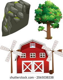 Elemento de granja aislado en la ilustración de fondo blanco