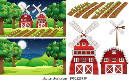 Elemento de granja aislado con ilustración de la sección de granja
