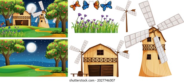 Elemento de granja aislado con ilustración de la sección de granja