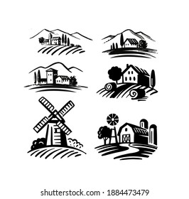 farm emblem on white background Italian style