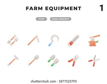 Farm Equipment Flat  Icon Pack for UI. Pixel perfect thin line vector icon set for web design and website application.

