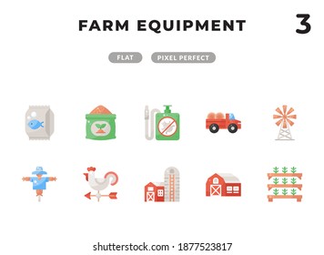 Farm Equipment Flat  Icon Pack for UI. Pixel perfect thin line vector icon set for web design and website application.
