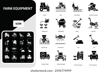 Farm Equipment Vector Linear Icons Set stock illustration
