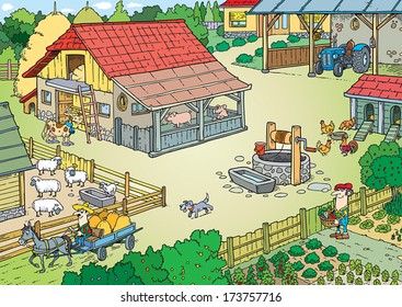 Farm Family with background.