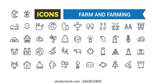 Farm and Farming, Agriculture icon set. Editable vector icon and illustration.