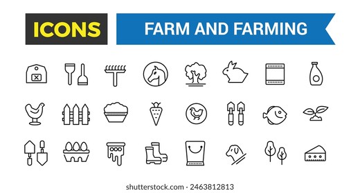 Farm and Farming, Agriculture icon set. Editable vector icon and illustration.