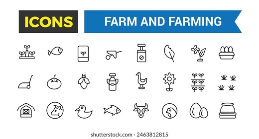 Farm and Farming, Agriculture icon set. Editable vector icon and illustration.