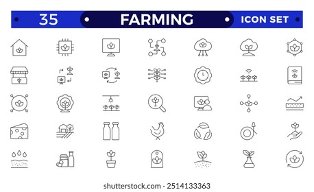 Farm, Farming, Agriculture Outline web icon set. Contains such Icons as Greenhouse, Haystack, Harvest and more. Outline icons collection. 
