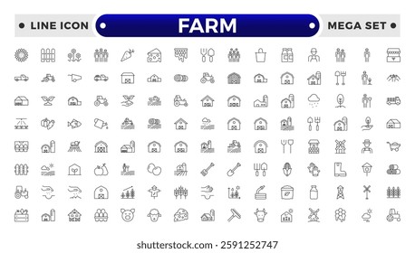 Farm, Farming, Agriculture  outline web icon set. Contains such Icons as Greenhouse, Haystack, Harvest and more. Outline icons collection. 

