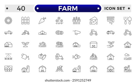 Farm, Farming, Agriculture  outline web icon set. Contains such Icons as Greenhouse, Haystack, Harvest and more. Outline icons collection. 
