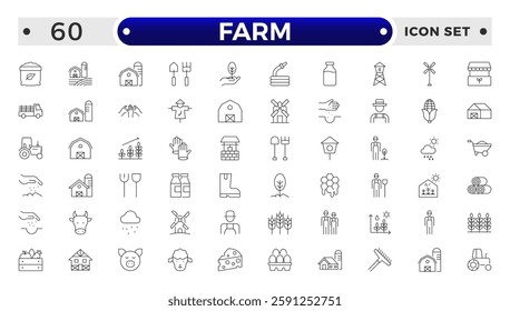 Farm, Farming, Agriculture  outline web icon set. Contains such Icons as Greenhouse, Haystack, Harvest and more. Outline icons collection. 
