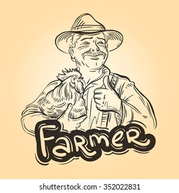 farm, farming vector logo design template. farmer, grower or chicken icon