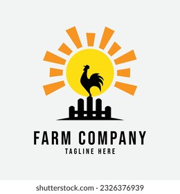 farm fence chicken logo line art design