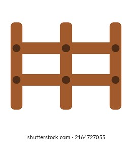 Farm fence icon flat icon. chocolate color fence. symbol security of livestock,cattle, cow, sheep and goat. good for element design web ui, presentation, poster, banner. isolated in white background. 