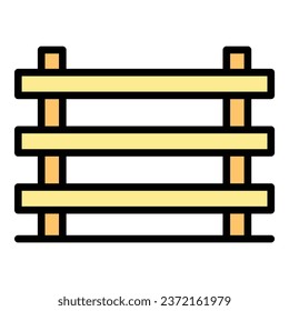 Farm fence icon outline vector. Cow cattle. Jersey breed color flat