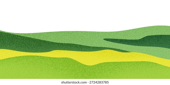 Padrão Abstrato do Campo Farm. Cenário da paisagem agrícola verde. Arroz Rural, Trigo e Chá Plantações Textura. Projeto de Colagem de Agro Vetor.
