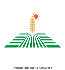 Farm Field Icon, Barn, Farmland Agriculture Icon Vector Art Illustration