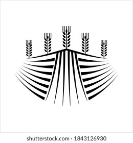 Farm Field Icon, Barn, Farmland Agriculture Icon Vector Art Illustration
