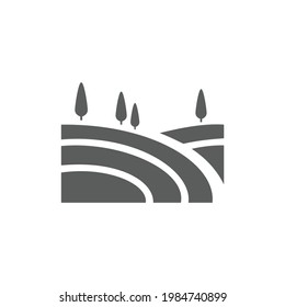 Farm Field Icon Black and White Vector Graphic