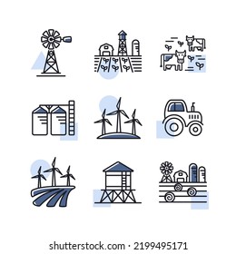 Farm Field isolated icon set. Agriculture sign. Graph symbol for your web site design, logo, app, UI. Vector illustration, EPS10