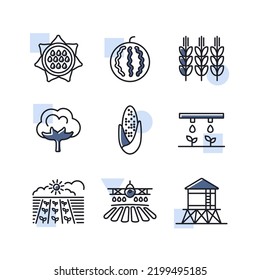 Farm Field isolated icon set. Agriculture sign. Graph symbol for your web site design, logo, app, UI. Vector illustration, EPS10