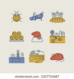 Farm Field isolated icon set. Agriculture animal sign. Graph symbol for your web site design, logo, app, UI. Vector illustration, EPS10