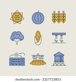 Farm Field isolated icon set. Agriculture sign. Graph symbol for your web site design, logo, app, UI. Vector illustration, EPS10