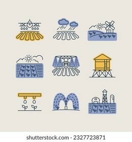 Farm Field isolated icon set. Agriculture irrigation sign. Graph symbol for your web site design, logo, app, UI. Vector illustration, EPS10
