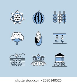 Farm Field isolated icon set. Agriculture sign. Graph symbol for your web site design, logo, app, UI. Vector illustration, EPS10