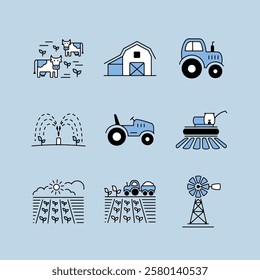Farm Field isolated icon set. Agriculture sign. Graph symbol for your web site design, logo, app, UI. Vector illustration, EPS10