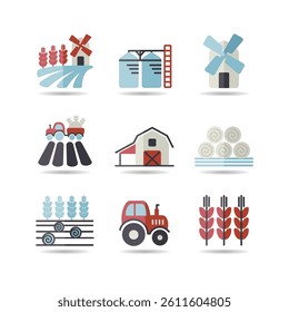 Farm Field isolated icon set. Agriculture sign. Graph symbol for your web site design, logo, app, UI. Vector illustration, EPS10