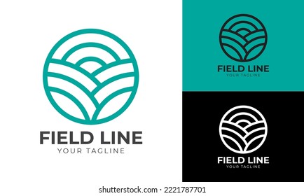 Farm Field Line Logo Template