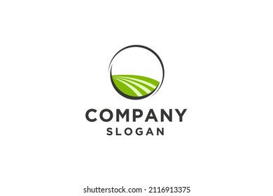 Farm field logo design vector illustration.