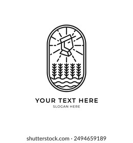 Farm or field logo with line art style. Minimalist line logo. Business logo.