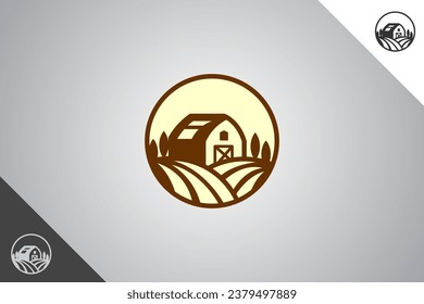 Farm field logo. Minimal and modern logotype. Perfect logo for business related to agriculture industry, wheat farm, farm field, natural harvest, breeder. Isolated background. Vector eps 10.