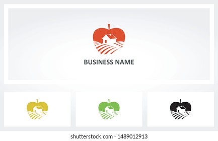 Farm Field On An Apple Background Logo
