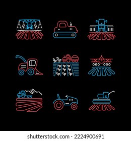 Farm Field on black background icon. Agriculture transport sign. Graph symbol for web site design, logo, app, UI. Vector illustration, EPS10