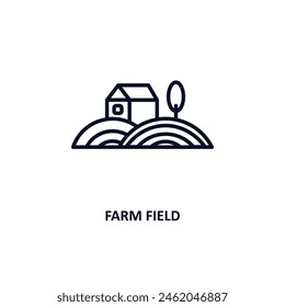 farm field outline icon. Thin line icon from agriculture farming and gardening collection. Editable vector isolated on white background