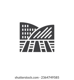 Farm field vector icon. filled flat sign for mobile concept and web design. Agriculture field glyph icon. Symbol, logo illustration. Vector graphics